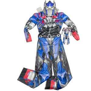 Authentic Transformers Kids S (Size 6) Optimus Prime Costume Blue w Mask + Toy